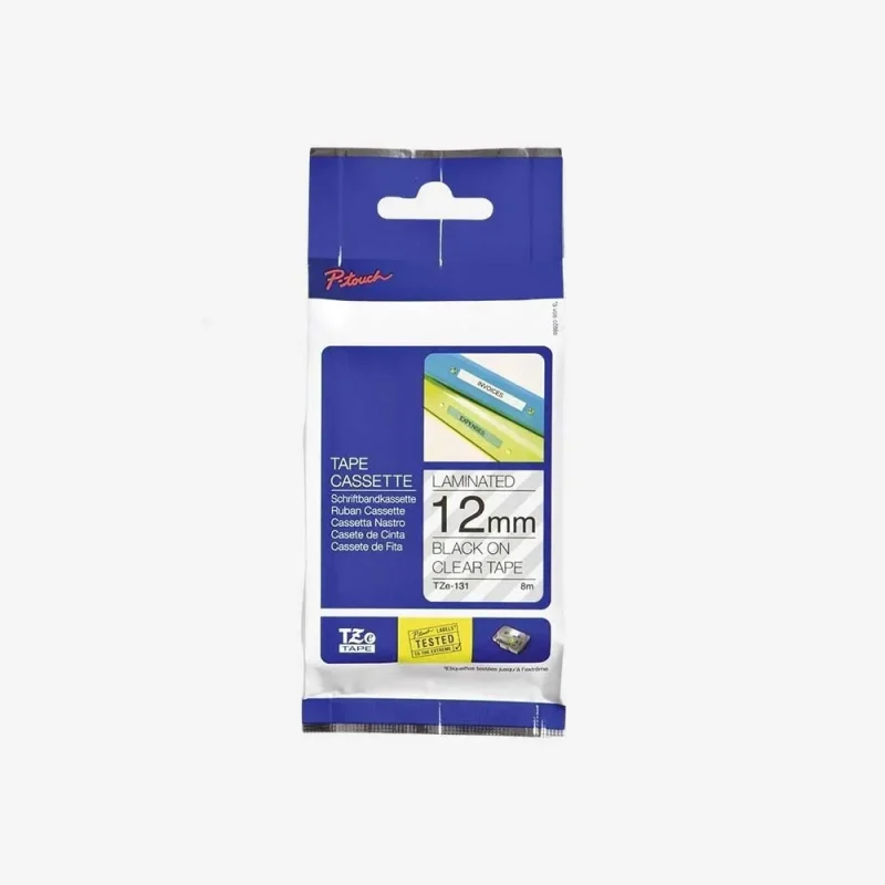 Ribbon Brother Tape-12mm-TZ2-131 Black on Clear-Copy