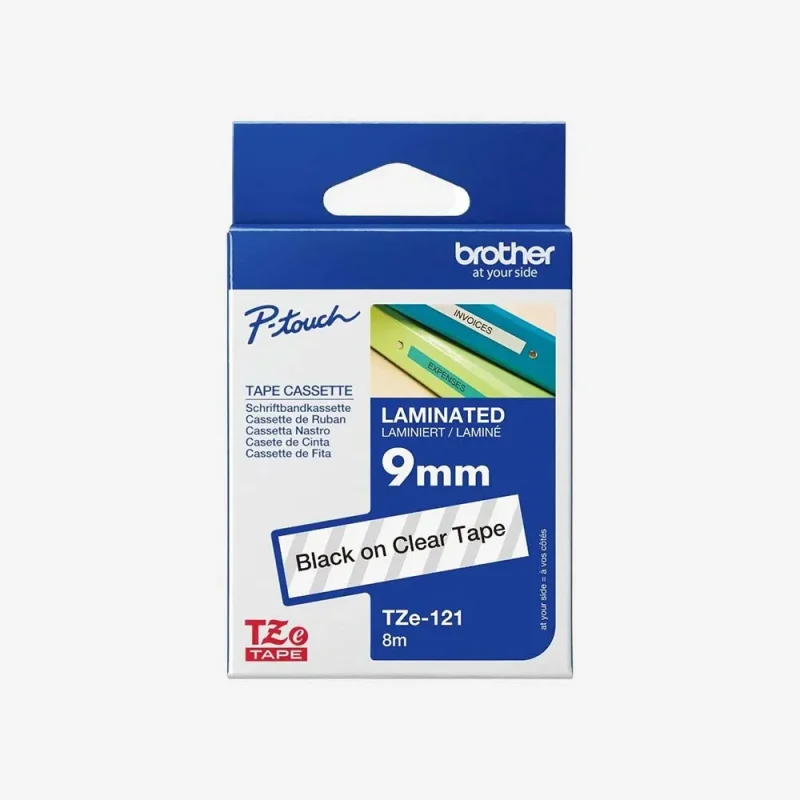Ribbon Brother TZe-121 Tape 9mm Black On Clear Org