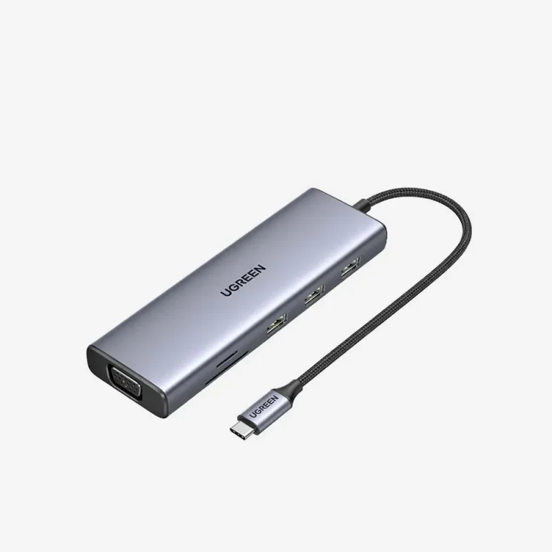 UGREEN 15600 Hub-9 in1-Type C TO 3*USB-3 +VGA+RJ45 +HDMI 4K+PD 100W+SD/TF