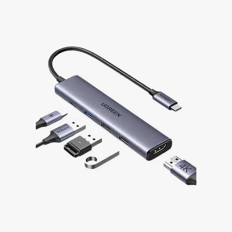 UGREEN 15596 USB-C to HDMI+3*USB 3.0 A+PD Power 5 in 1