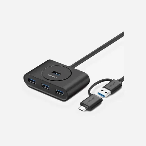 UGREEN 40850 USB 3.0 Hub with OTG USB-C Plug CR113 USB 3.0 with USB-C Port 1m Black