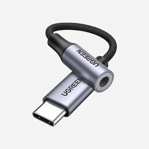 UGREEN 80154 USB-C to 3.5mm Jack DAC Type C Headphone Amplifier Aux Adapter Hi-Fi Stereo Braided Cable 10cm Grey