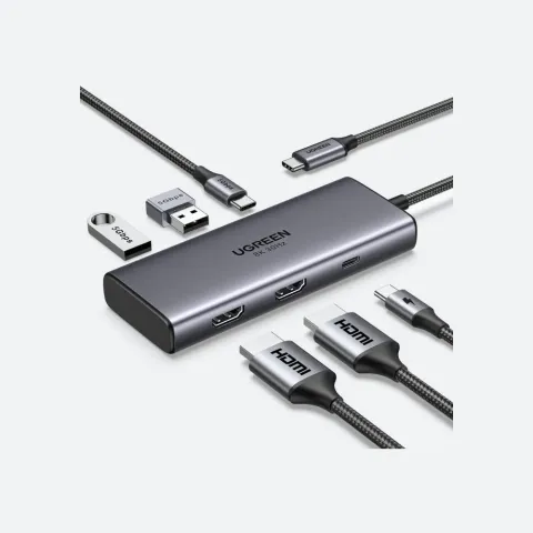UGREEN 15852 Revodok 206 6 in 1 USB-C Hub 2xHDMI 4K60Hz 2xUSB-A 3.0 1xUSB-C 3.0 PD 8K